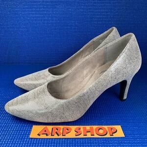🔴 AEROSOLES Heel Rest EXQUISITE Women`s US 10M Grey Leather Pumps Shoes VN